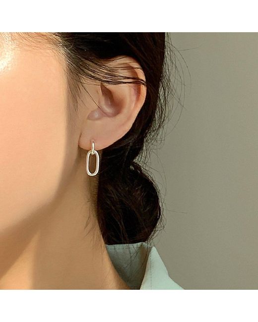 Cote Cache Metallic Oval Chain Link Drop Earrings