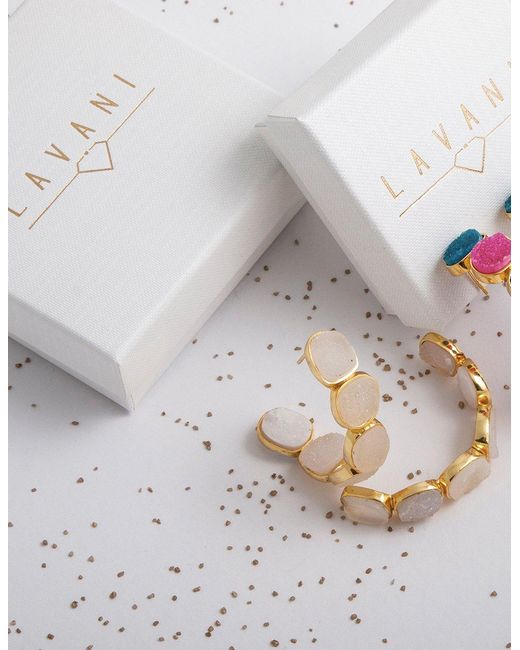 Lavani Jewels Metallic White Lavani Rainbow Earrings