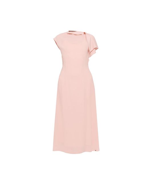 Nissa Pink A-Line Crepe Dress