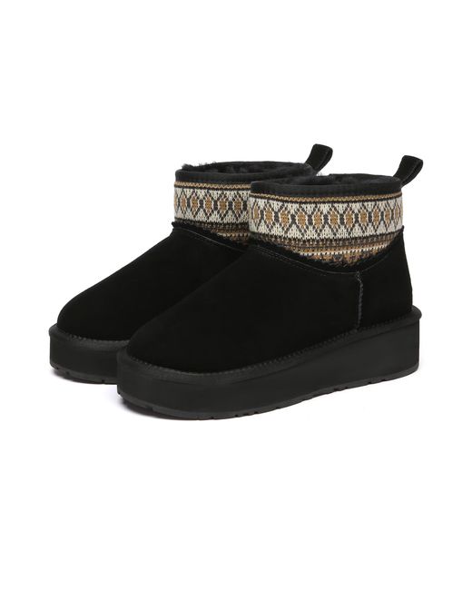 EverAu Australia Black Plover Ankle Platform Boots