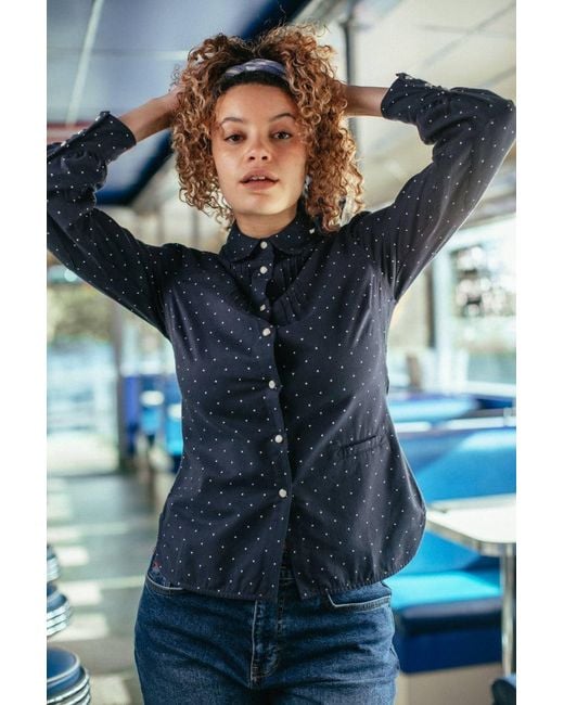 &SONS Trading Co Blue Damsons Western Shirt Polka Dot
