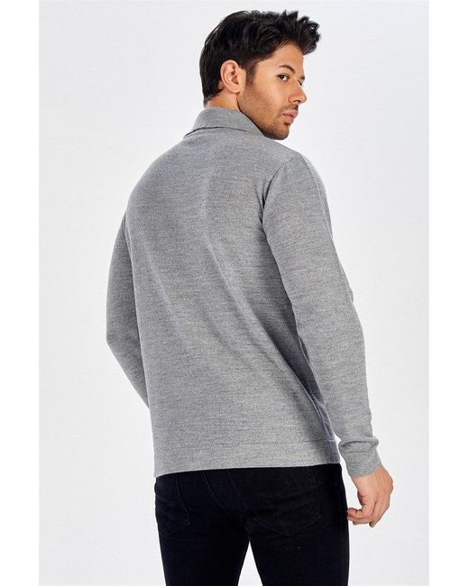Peraluna Gray Polo Neck Fine Knitwear Pullover for men