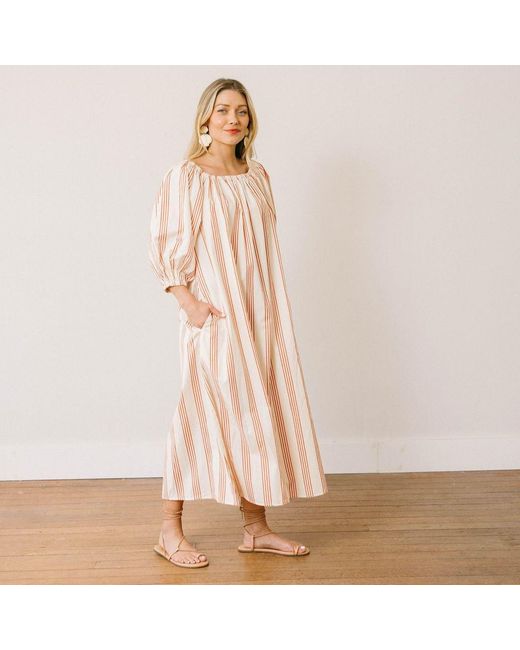 SUNSHINE TIENDA Pink Neutrals Cherry Pinstripe Ace Dress