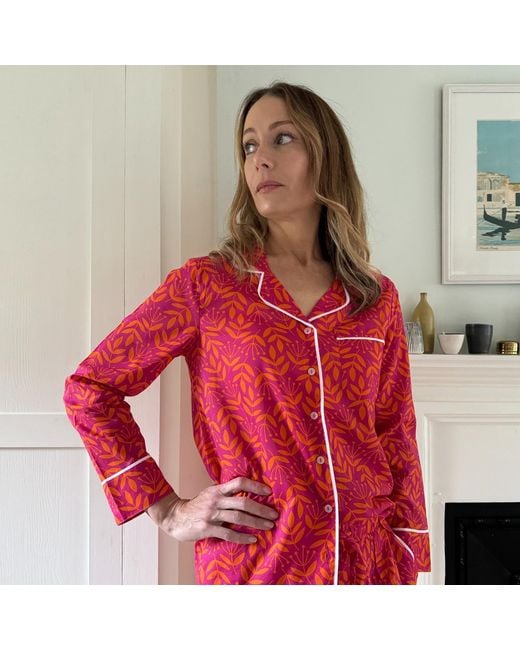 Lime Tree Design Red Summer Meadow & Cotton Pyjamas