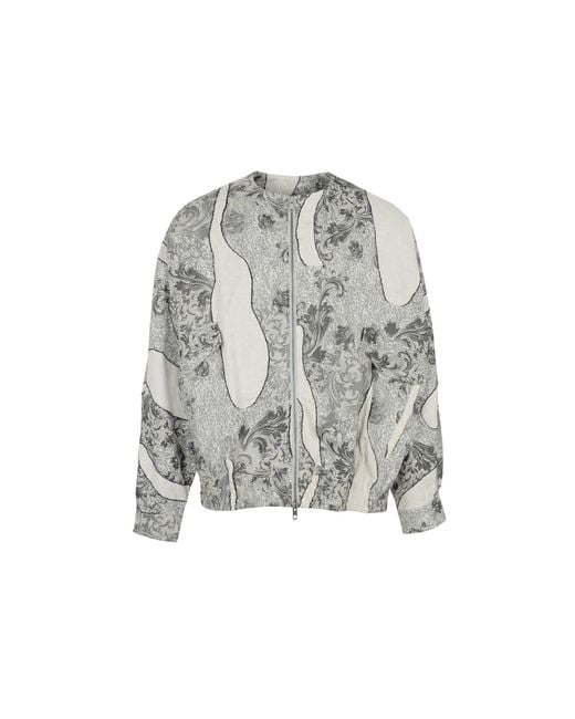 Modenaire Gray Printed Zip Front Jacket With Baroque Pattern for men