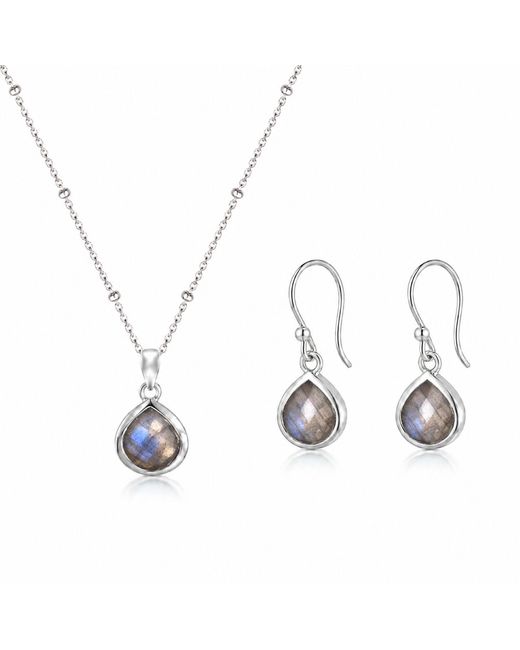 The Jewellery Store London Metallic Pear-Shaped Labradorite Jewellery Set
