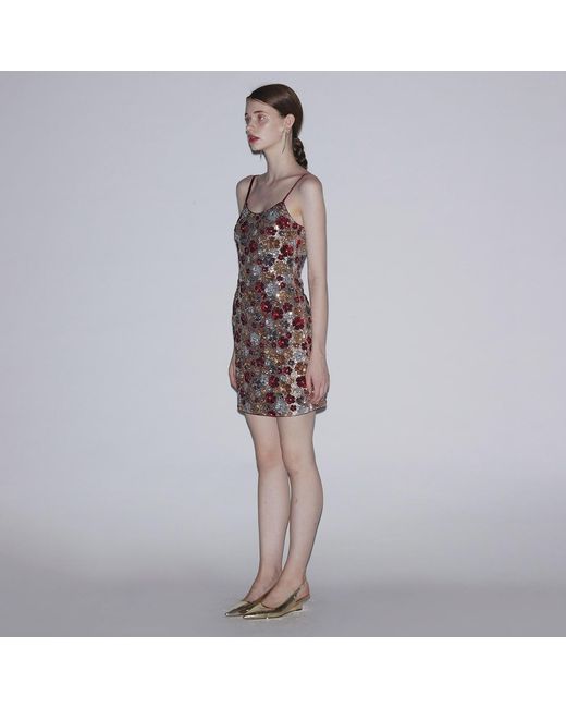 Belsize25 Red Mayfair Series – Garden Dress Sequinned Halterneck Evening Mini Gown