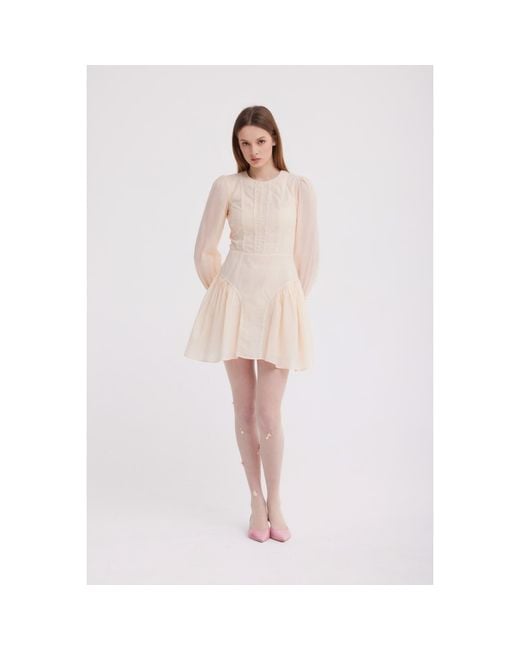 Georgette Pink Neutrals Rosalie Lace Detail Mini Dress