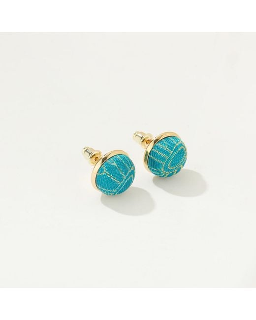 Soft Strokes Silk Blue Pure Silk Brocade Earrings