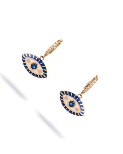 Ebru Jewelry White Queen Cleopatra Evil Eye Earrings