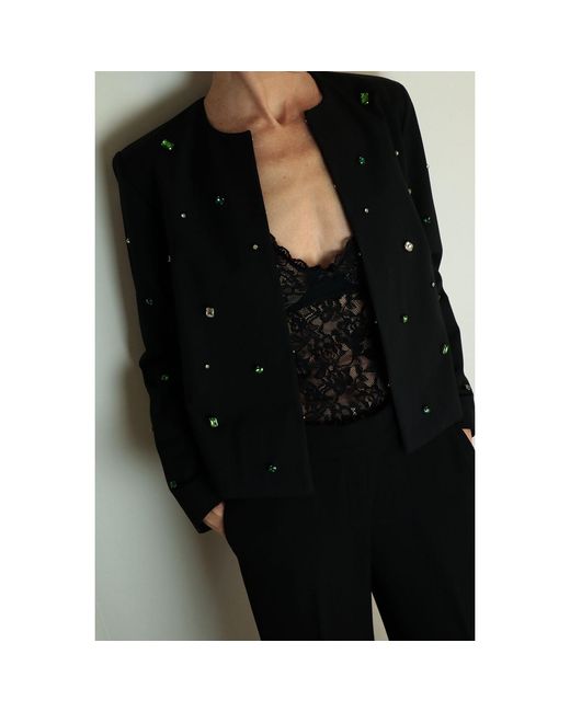 2KStyle Blue Candy Evening Crystal Hand-Embellished Cropped Jacket