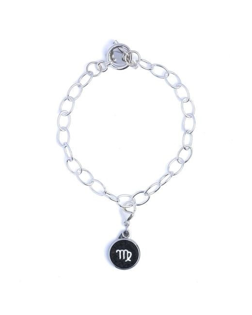 N'damus London Blue Virgo Zodiac Sterling & Leather Curb Bracelet