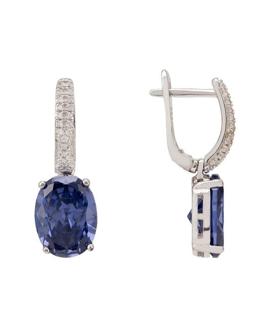 Latelita London Blue Alexandra Oval Drop Earrings Tanzanite