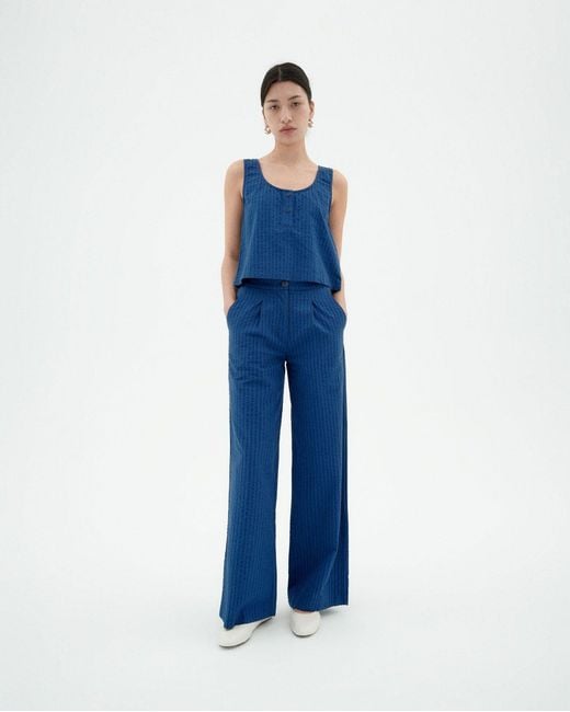 Thinking Mu Blue Manolita Seersucker Pants