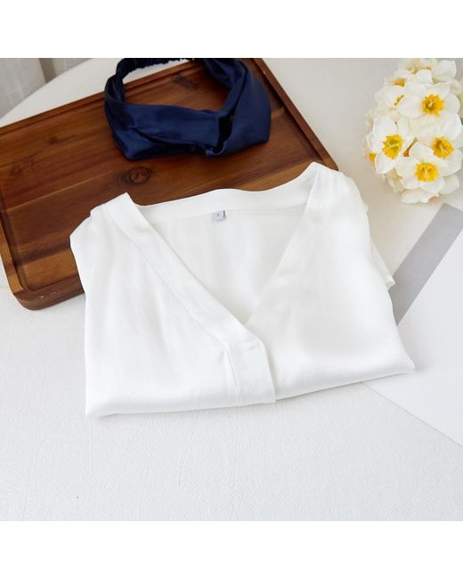 Soft Strokes Silk White Pure Mulberry Silk Top Regular Fit
