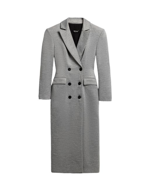 Nocturne Gray Structured Double-Breasted Maxi Coat