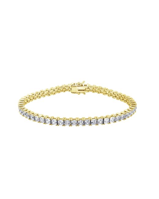 Diamonbliss Metallic Classic Three Millimeter Princess Cut Tennis Bracelet, Platinum