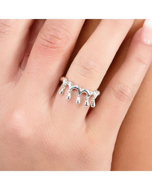 Lucy Quartermaine Metallic Solid Sterling Waterfall Five Drip Ring