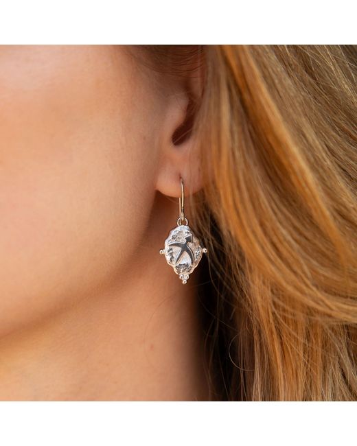 Seven Saints Metallic Capricorn Vintage-Style Dangle Earrings, Plated
