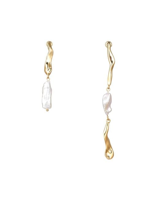 Classicharms Metallic Asymmetrical Molten Baroque Pearl Earrings