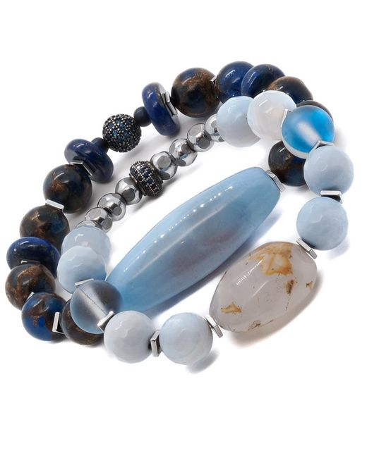 Ebru Jewelry Blue Ocean Inner Peace Bracelet Set