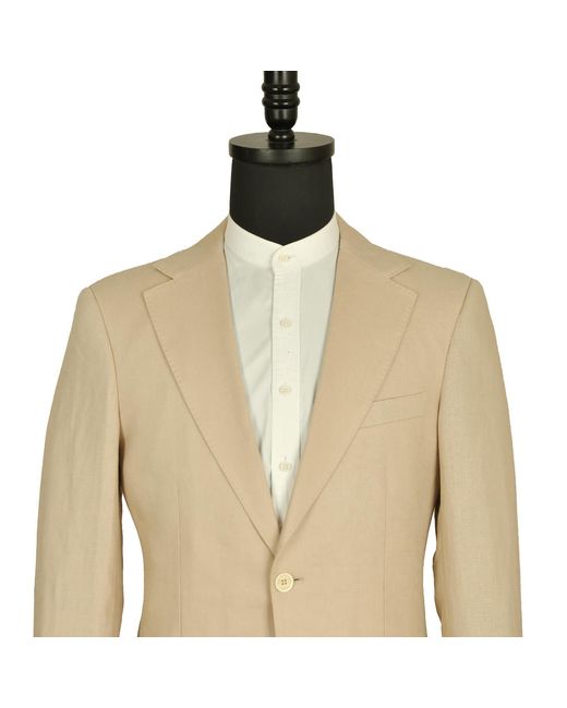DAVID WEJ Natural Neutrals Hugo Linen Single Breasted Blazer for men