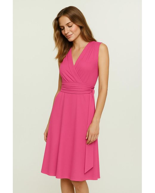 Conquista Pink Orchid Sleeveless Jersey Dress With Waist Tie