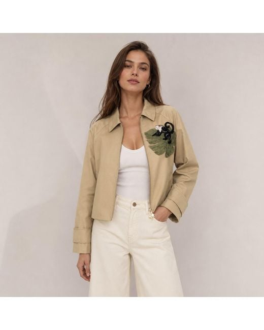 House of Laines London Natural Neutrals Laines Couture Hand Embellished Monkey Cropped Trench
