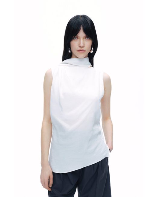 Nocturne White Shawl-Designed Blouse