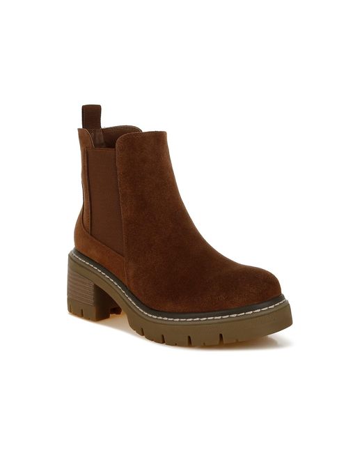 Rag & Co Brown Vostok Suede Chunky Chelsea Boots