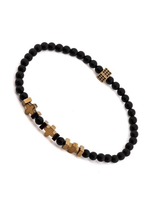Ebru Jewelry Black Onyx & Hematite Beaded Bracelet for men