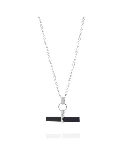 Nellou Jewellery Metallic Onyx T Bar Necklace Sterling