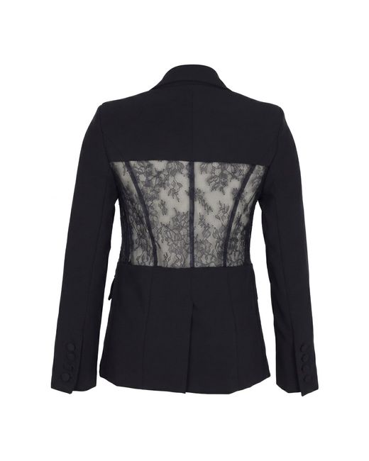 Modenaire Black Lace Panel Blazer Sculpted Form
