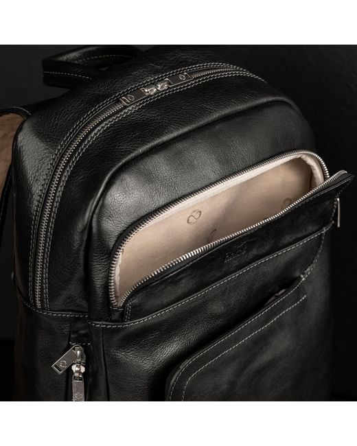 Time Resistance Black Large Leather Backpack for men