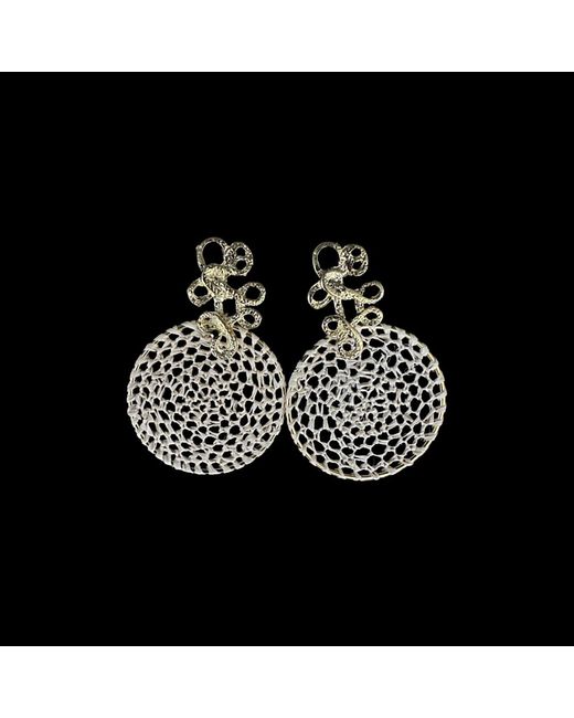 Nart Nature Making Art Metallic The Buriti Natural Fiber Lace Earrings