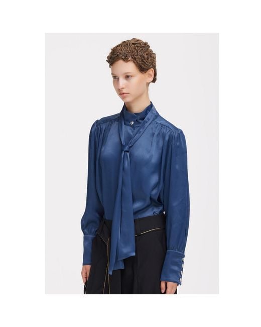Julia Allert Blue Silk Organza Tie Front Shirt –