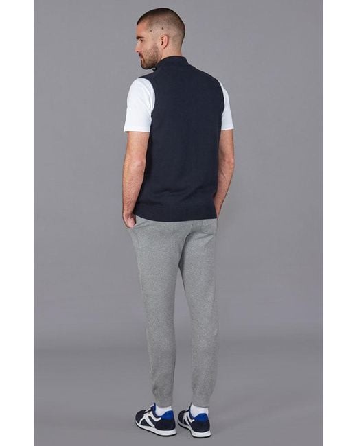 Paul James Knitwear Blue Lightweight Cotton Zip Through Andrew Gilet for men