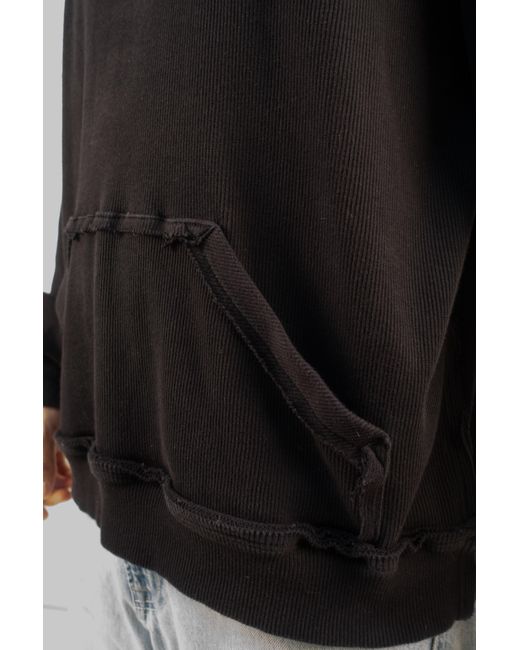 mysimplicated Black Ribbed Cotton Hoodie for men