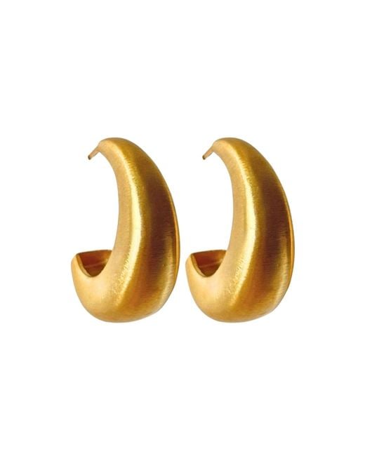 LINYA JEWELLERY Metallic Bony Domed Hoop Earrings