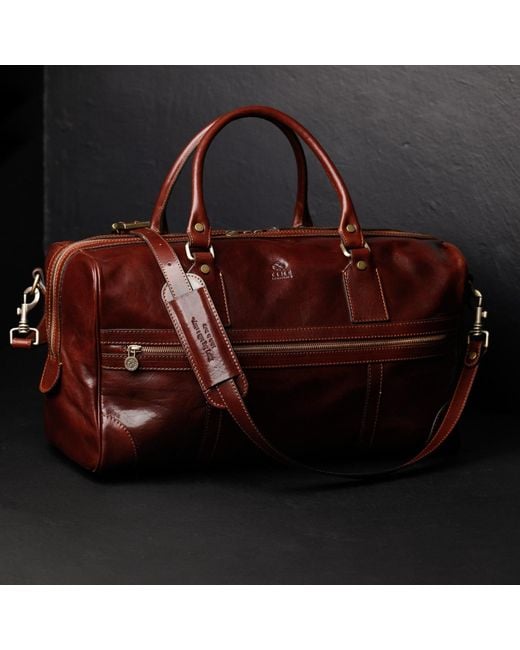 Time Resistance Brown Leather Duffel Bag For for men