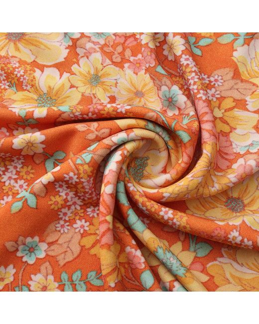FRONT ROW SHOP Orange Daisy Viscose Jersey Midi Skirt