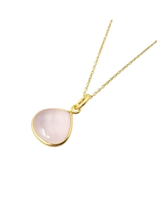 Harfi Metallic Vermeil Plated Rose Quartz October Birthstone Pendant Necklace