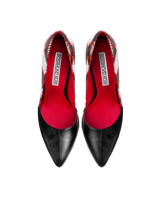 Rosamund Muir London Red Romera Duo Texture & Snake Print Heels