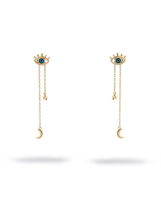 Ebru Jewelry White Dreamcatcher Eye Earrings