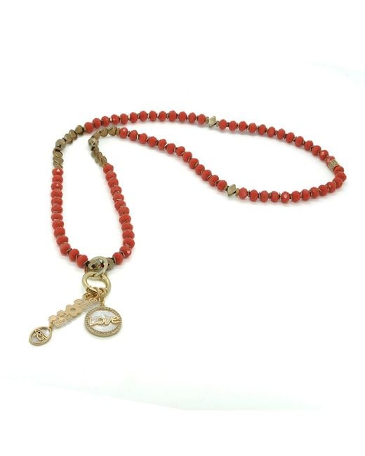 Ebru Jewelry Metallic Journey Of Love Mom Pendant Beaded Necklace