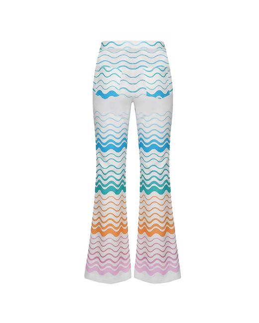 LOVEIST STORE Blue Solana Printed Flared Trousers
