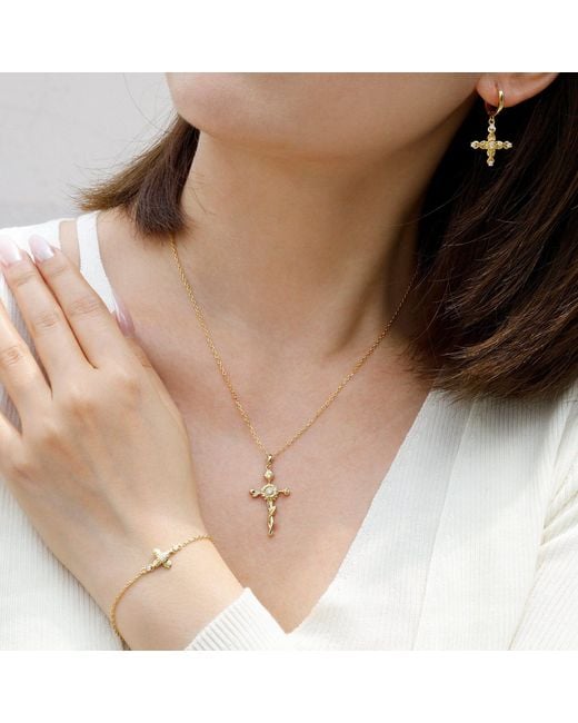 Vanimy Metallic Floral Cross November Sunflower Birth Flower Necklace
