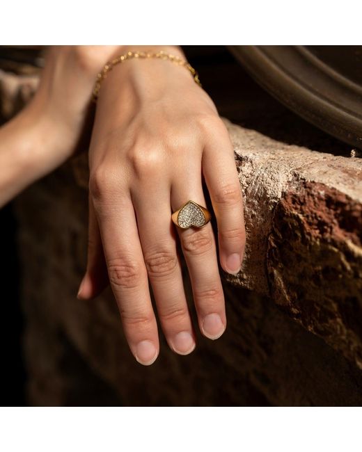Spero London Metallic Sterling Pave Heart Signet Ring
