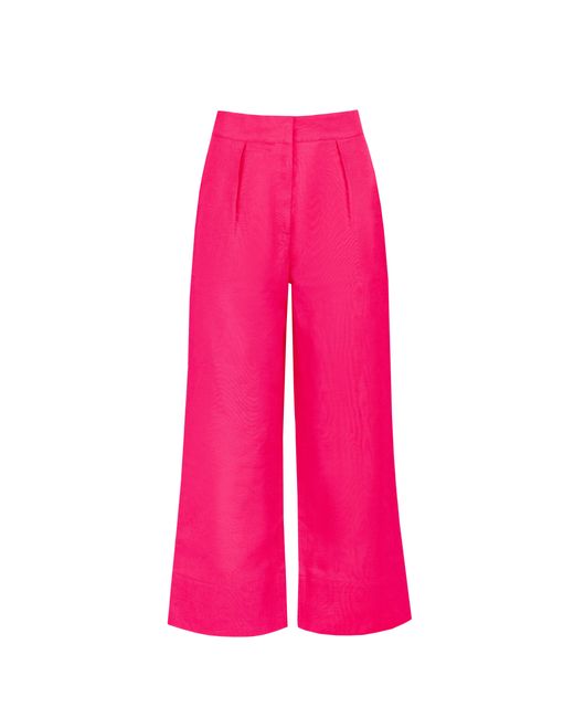JAAF Linen-blend Cropped Pants In Hot Pink