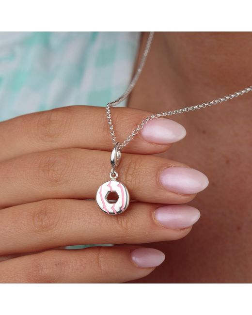 Lily Charmed Metallic Sterling Party Ring Charm Necklace With Enamel